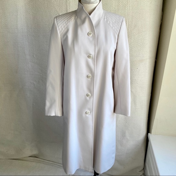 Vintage Jackets & Blazers - Vintage 90s 8 Waterproof Midi Rain Coat Cream